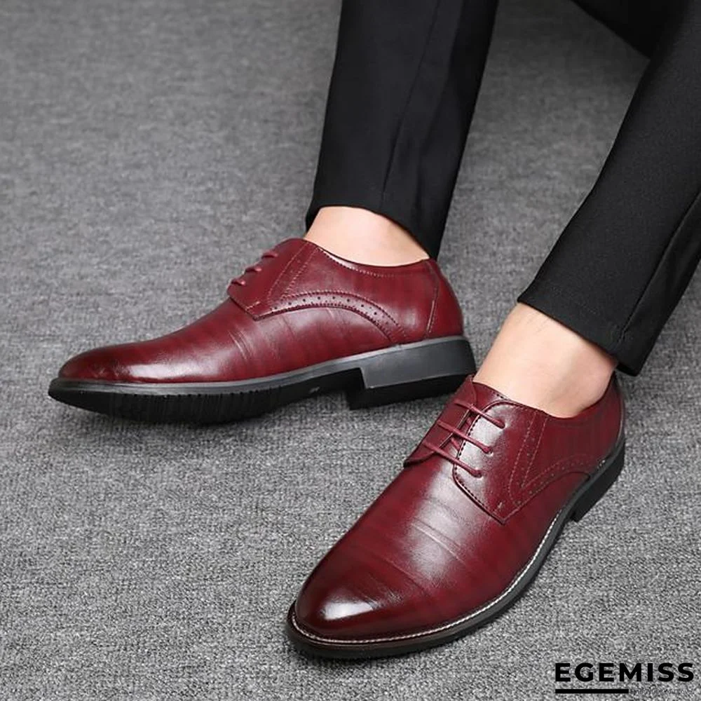 Men's Fall Business Daily Oxfords PU Non-slipping Wine / Black / Yellow | EGEMISS