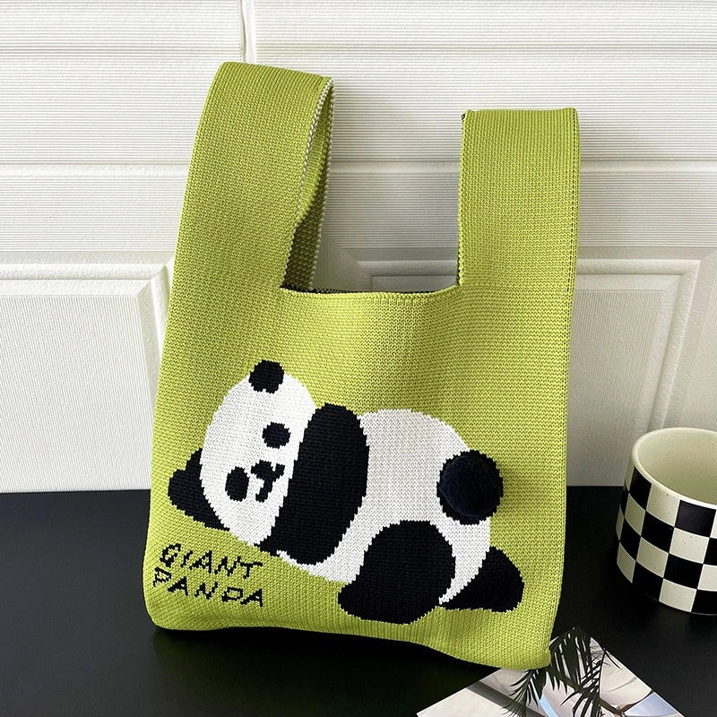 Women’s Medium Knit Animal Cute Basic Open Handbag