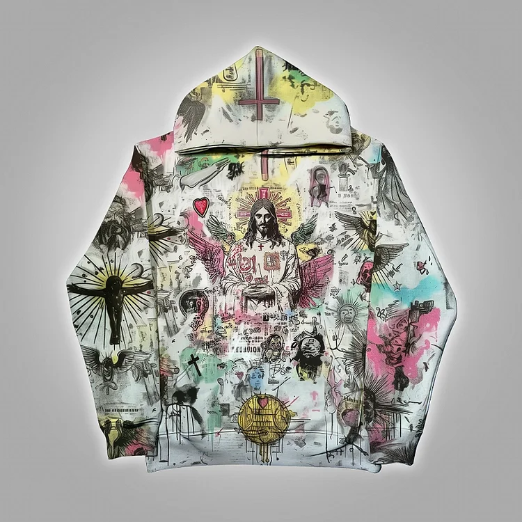 God-Given Clothes Are Covered With Graffiti Graphics Pocket Hoodie