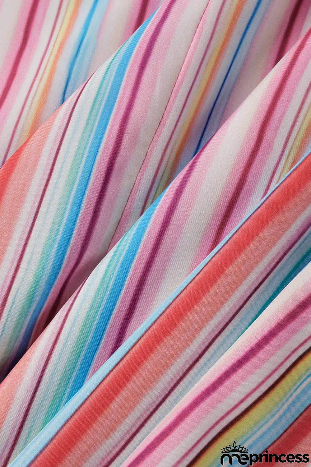 Light Blue Fashion Casual Plus Size Striped Print Backless O Neck Sleeveless Dress