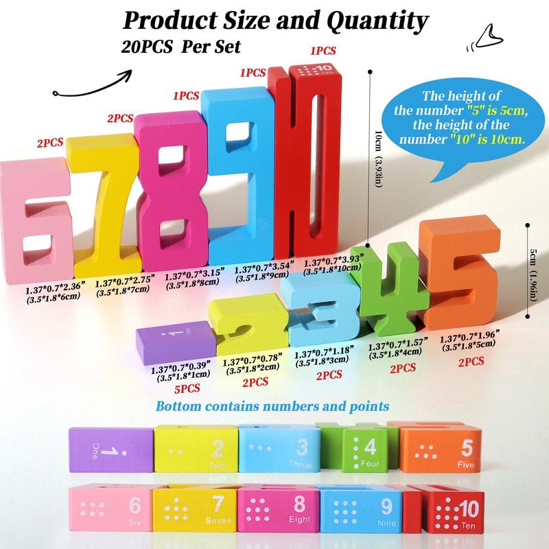 Product Introduction of Wooden Number Building Block (1 Box), Creative Montessori Stacking Toys, Early Educational Toy for Children, Valentine's Day Gift 34