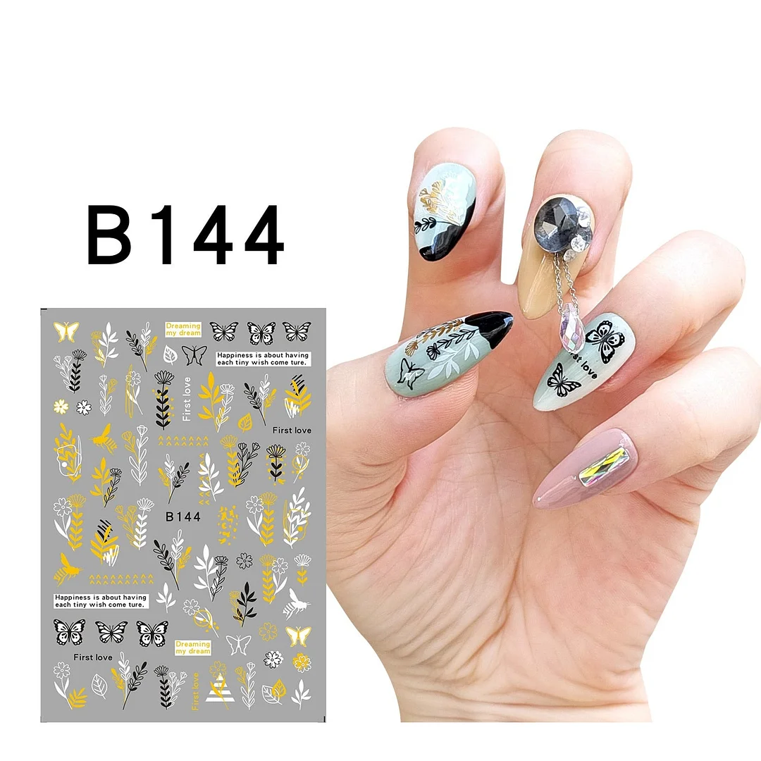 1Pcs Iridescent Silver Laser Snowflakes 3D Nail Stickers Leaves Flowers Summer Self Adhesive Transfer Sliders For Manicures Tips-Nail Inspo