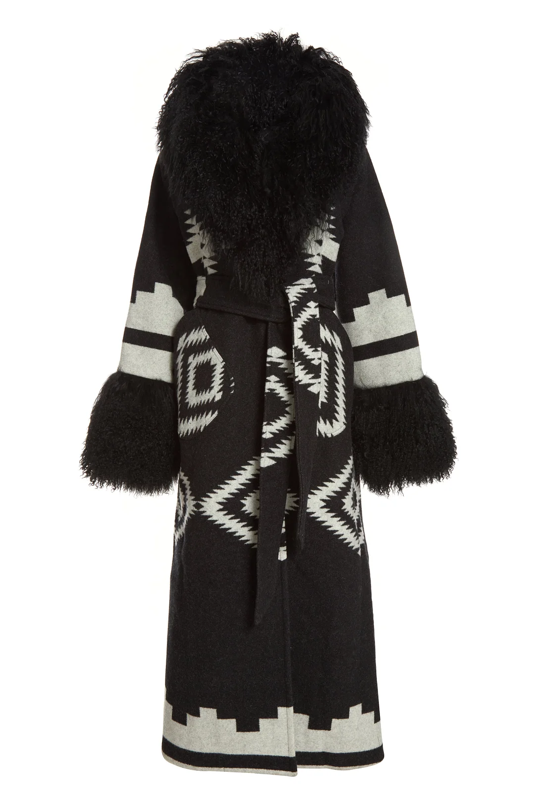 Los Ojos Black Shearling Duster Robe