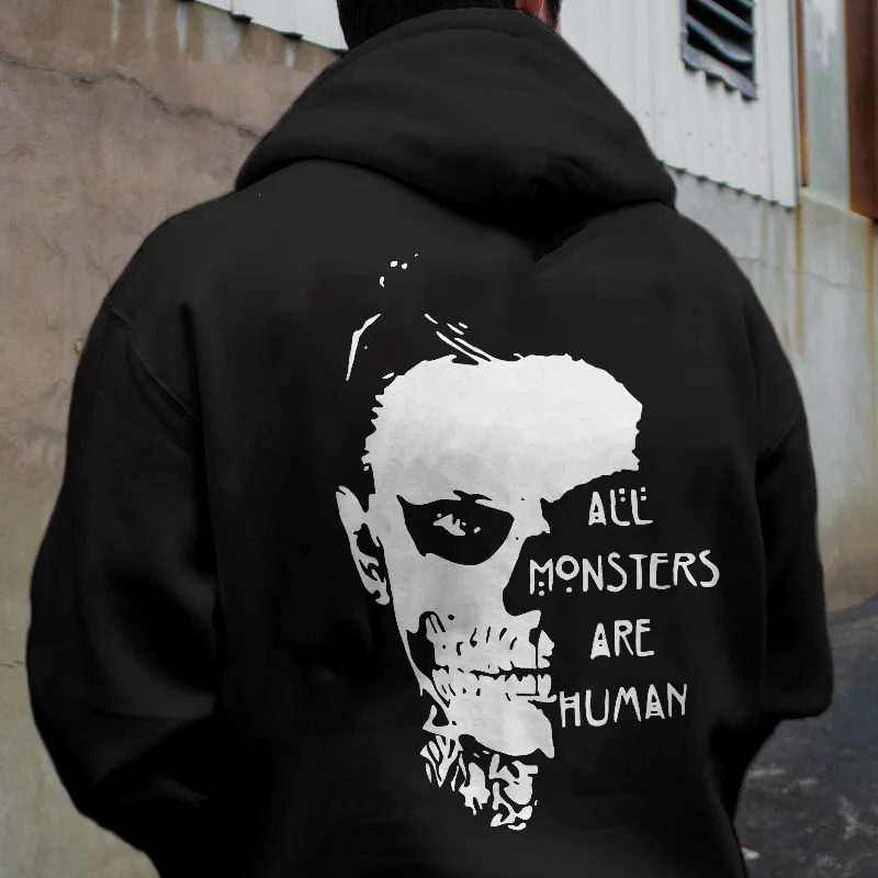 All Monsters Are Human Printed Men's Hoodie -  