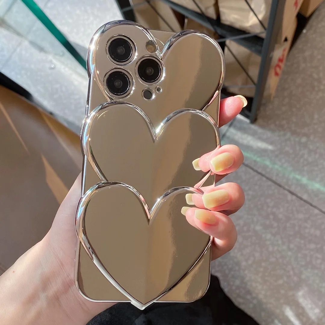 Plating Stacked Hearts Phone Case
