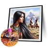 Femme indienne-peinture diamant ronde-40*40cm