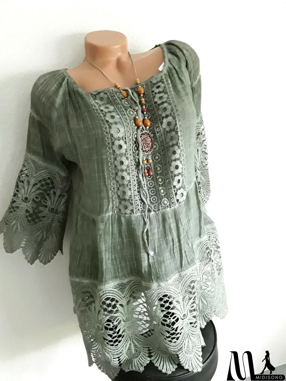 MidiSono - Women's Solid Color Short Sleeve V-neck Tops