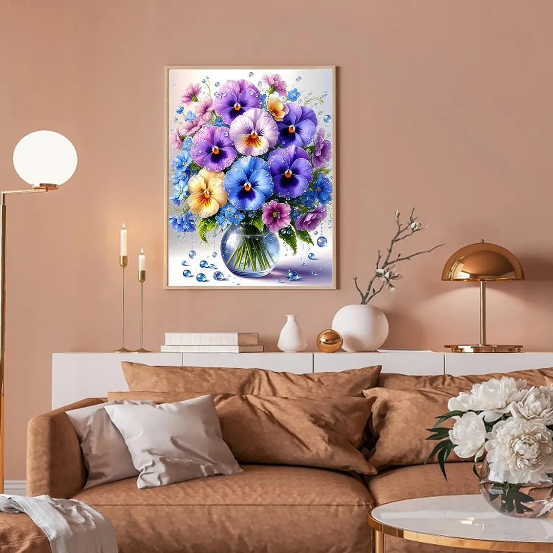 Vase Bouquet Full DIY 5D Round Drill Diamond Art Kits 11.81x15.75Inch Diamond Dots Paintings Picture Arts Craft Diamond Crystal Rhinestones Painting Kits for Adults Beginner Home Wall Decoration Gift