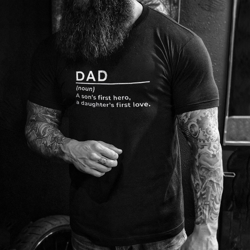 Livereid Dad A Son's First Hero Printed Men's T-shirt - Livereid