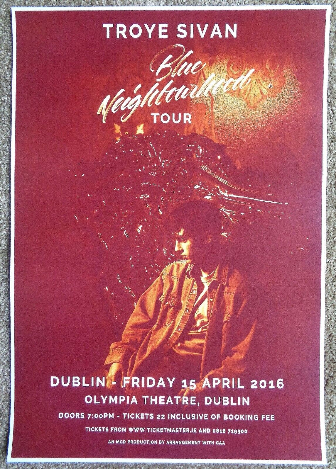 TROYE SIVAN 2016 Gig POSTER Dublin Ireland Concert