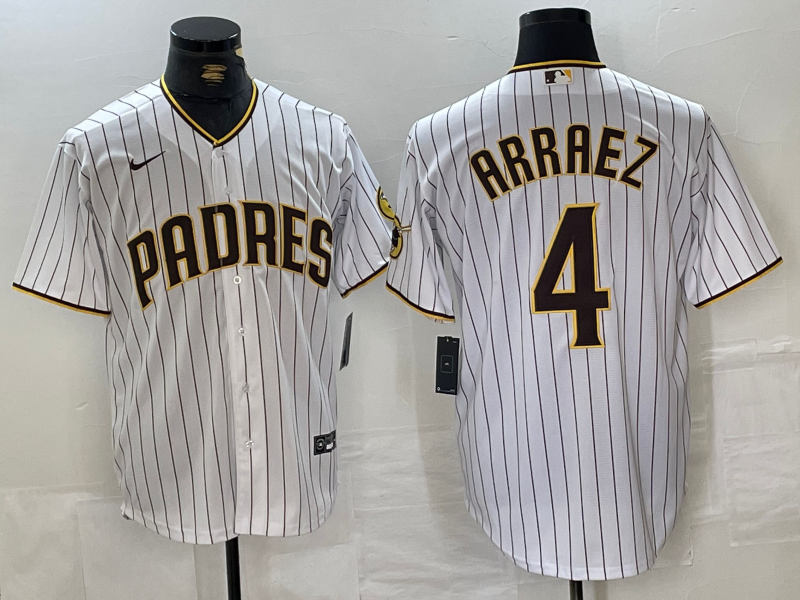Men's San Diego Padres Luis Arraez #4 White Replica Player Jersey mysite