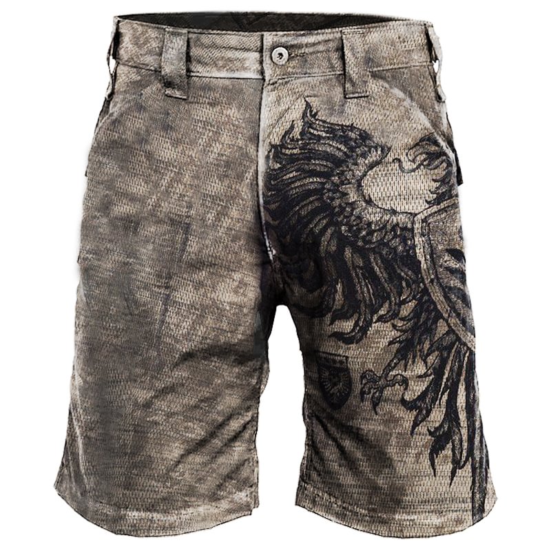 Mens outdoor double-headed eagle print tactical shorts / [viawink] /