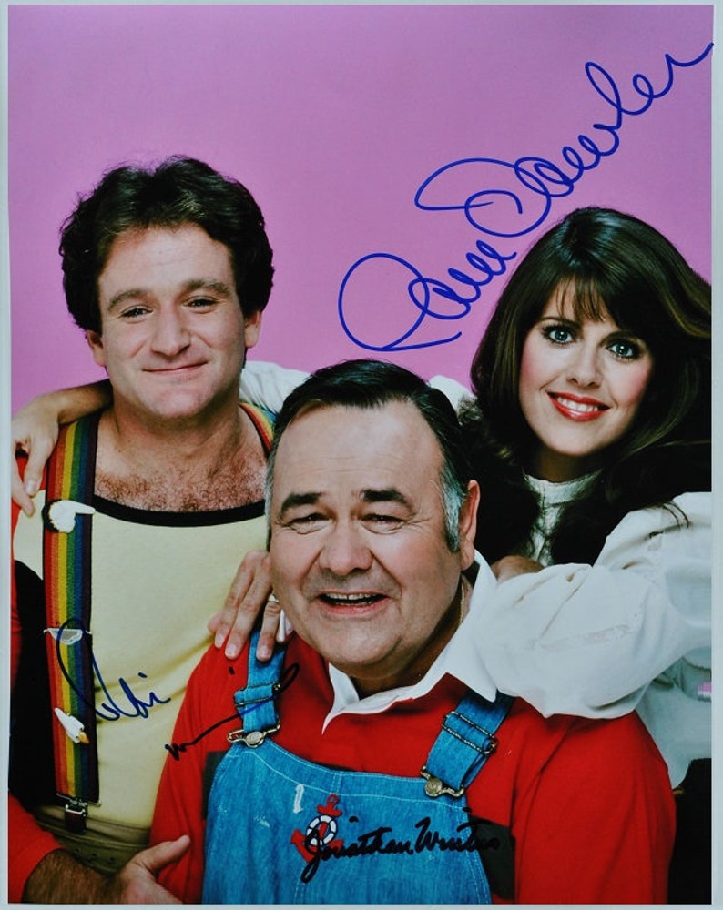 MORK AND MINDY Cast Signed Photo Poster painting X3 Robin Williams, Pam Dawber, and Jonathan Winters 11x 14 wcoa