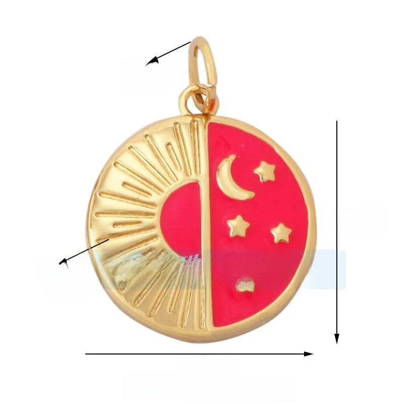 1 Piece 12 * 23mm 15*15mm 5*12mm Hole 5~5.9mm Half 925 Silver Zircon Sun Moon Pendant Jewelry Accessories