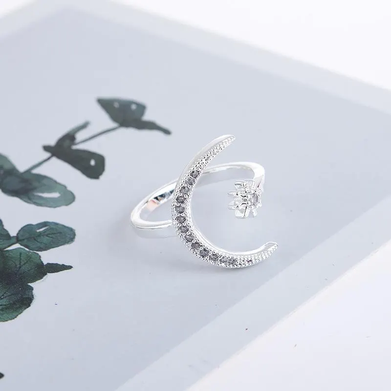 Clearance!!!!!!Crescent Moon and Star Ring