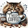 (4-Pack)Cats And Coffee-Full Round Diamond Painting 30*30CM