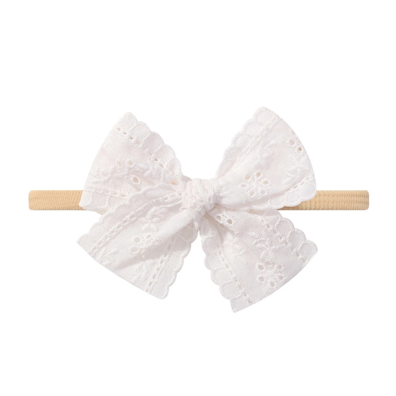 Baby Lace Hollow Soft Elasticity Traceless Hair Band Baby Bow Headband Princess Hair Accessories 3674
