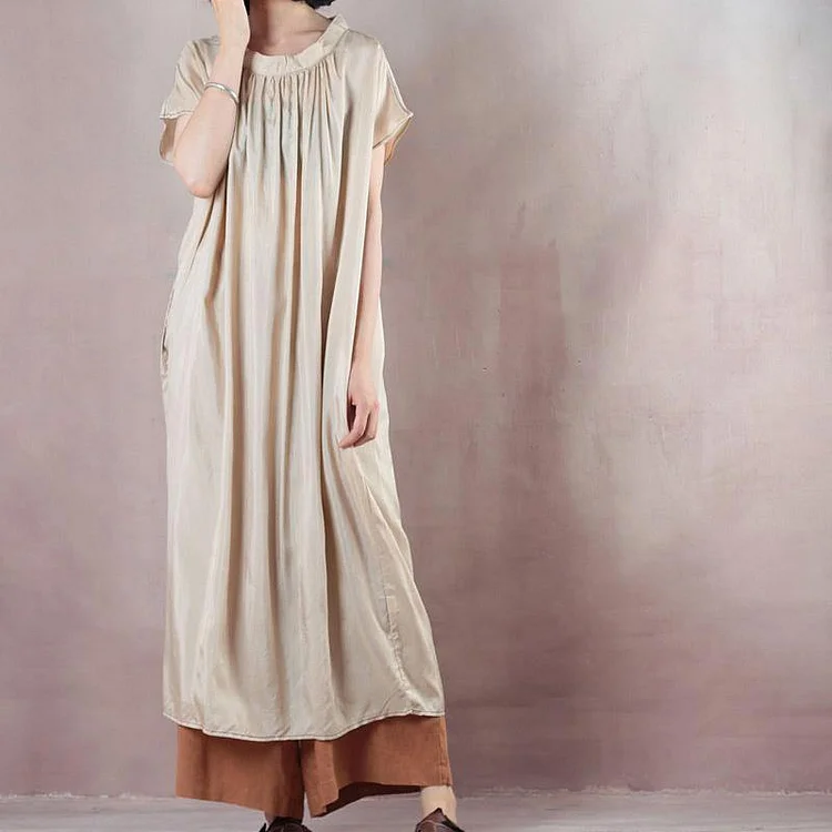 Chic beige clothes Vintage Christmas Gifts o neck Maxi Summer Dress