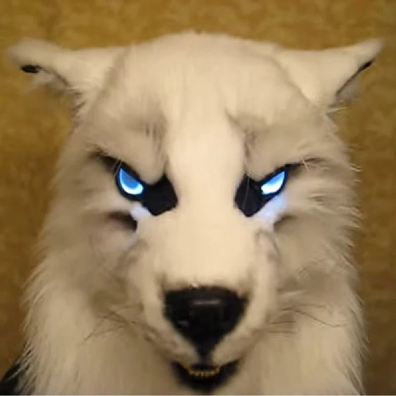 🔥 Flash Sale 🔥Werewolf Headwear Glowing Eyes Movable Costume Mask