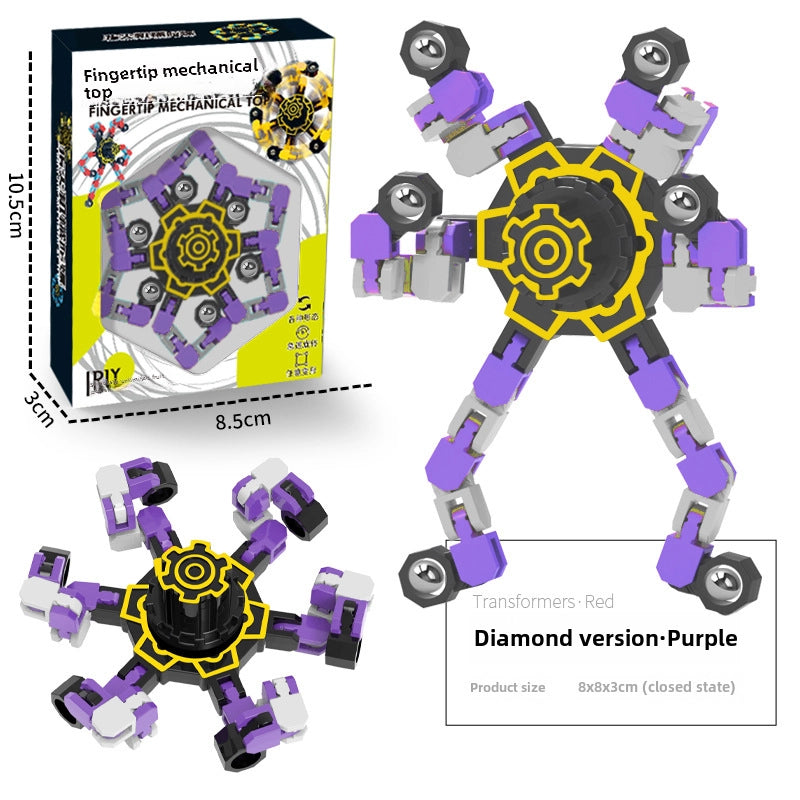 Gyro Toy Children’s Boy’s Transformable Luminous Puzzle Mechanical Fingertip Finger Rotation Decompression Boy’s Toy