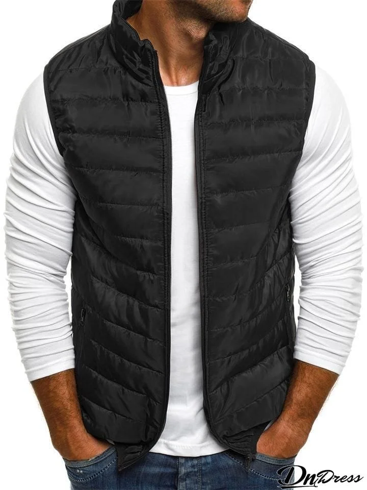 Men's Casual Stand-Collar Quilted Puffer Vest