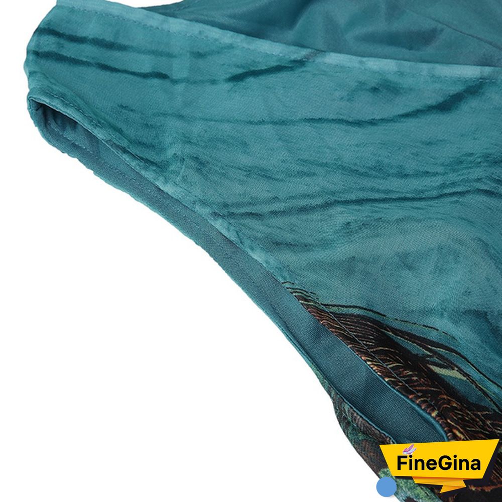 New S-5XL Fashion Flare Swing Maxi Dress Sleeveless Peacock Print Maxi Dresses Summer Bohemian Dresses