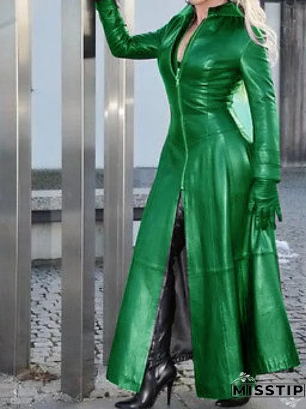 Halloween Women's Fashion Sexy Slim Fit Lace-Up Leather Jacket Coats