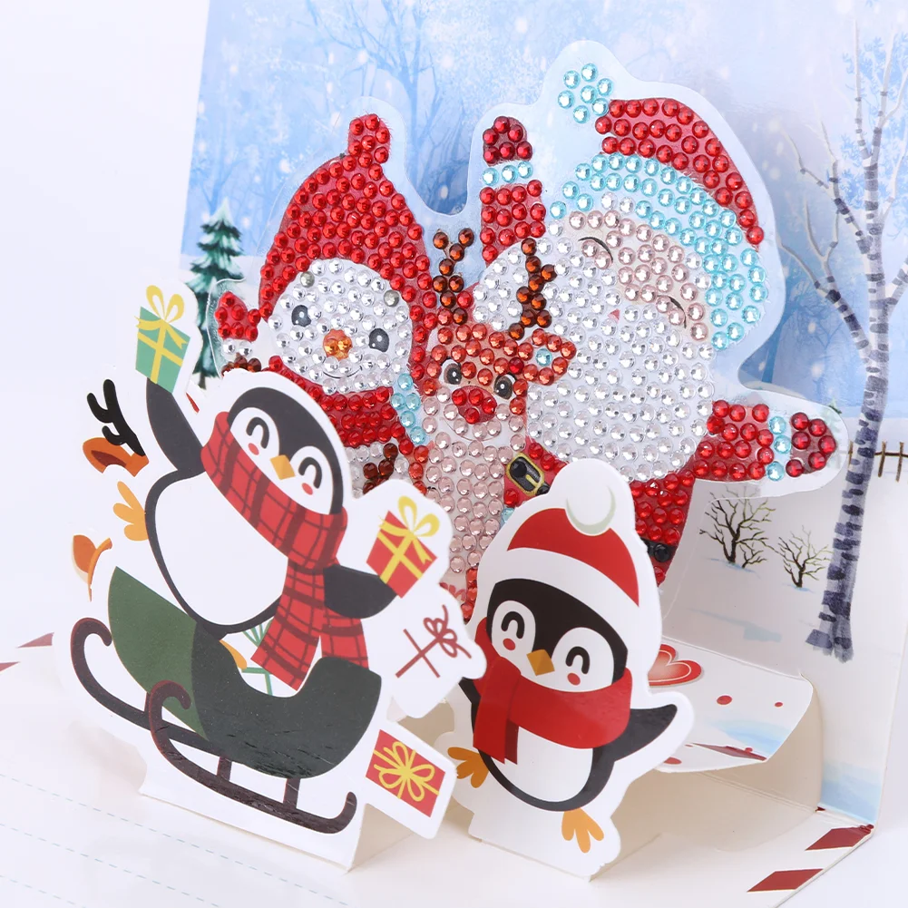 6pcs Diamond Drawing Card Santa Special Shape Gifts for Family Friends and Lover【With White Envelope】