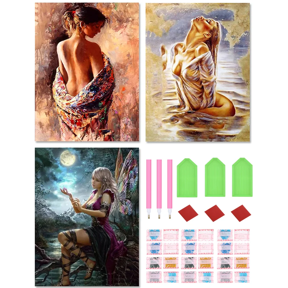3pcs Diamond Painting - Full Round Drill - Women(Canvas|30*40cm)