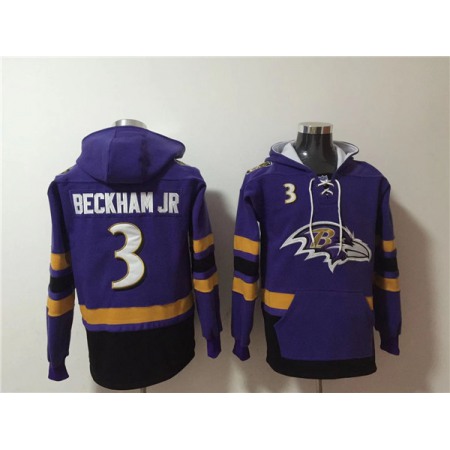 Men's Baltimore Ravens #3 Odell Beckham Jr. Ageless Must-Have Lace-Up Pullover Hoodie PPG1