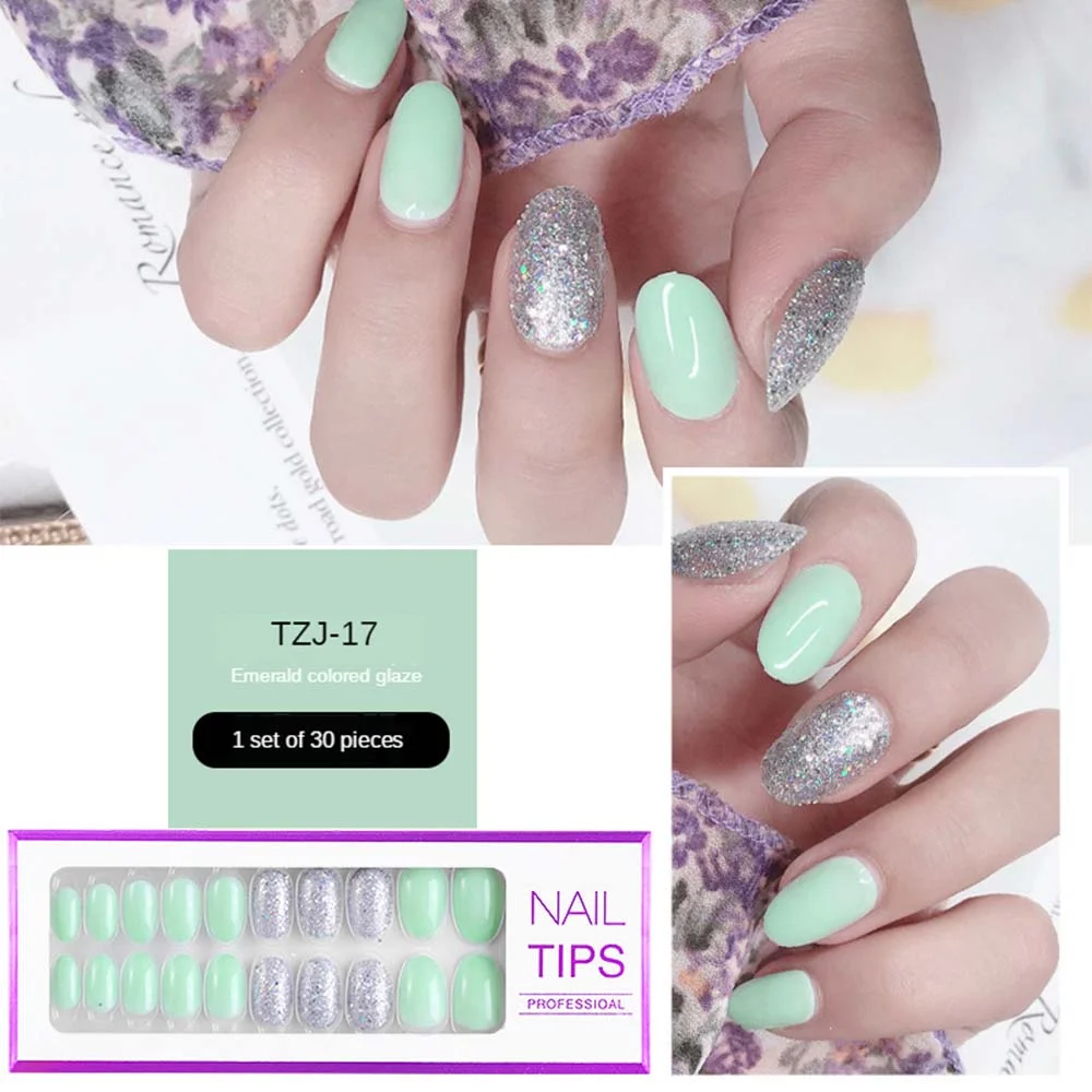 24/30Pcs/Set Reusable False Nail Tips Set Full Cover Shiny Matte Nail Tips With Designs Press On Nails Art Fake Extension Tips-Nail Inspo