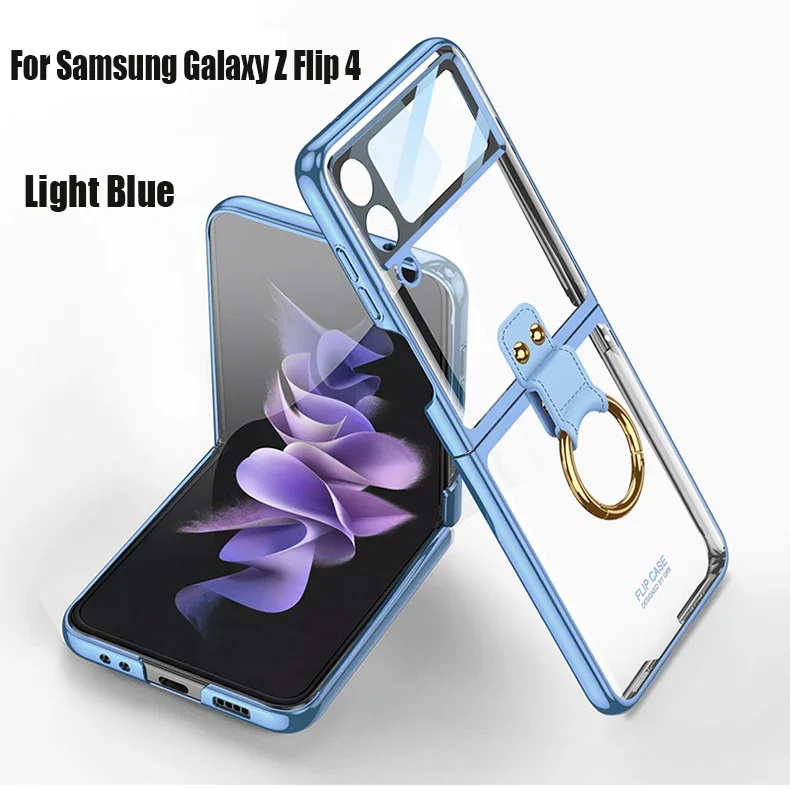For Samsung ZFlip4 Shell Film Phantom Ring Personality Pure Color Simple Transparent PC Hard Case Phone Case
