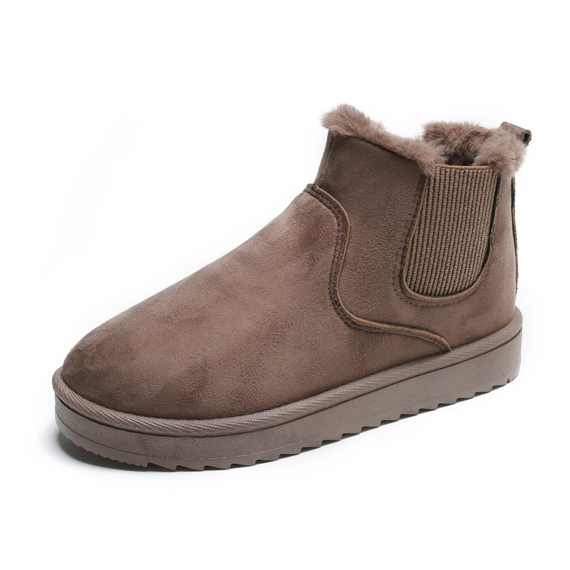Short Plush Warm Snow Boots 2025 Winter Casual Women Shoes  New Suede Fur Chelsea Ankle Boots Flats Platform Ladies Shoes Botas
