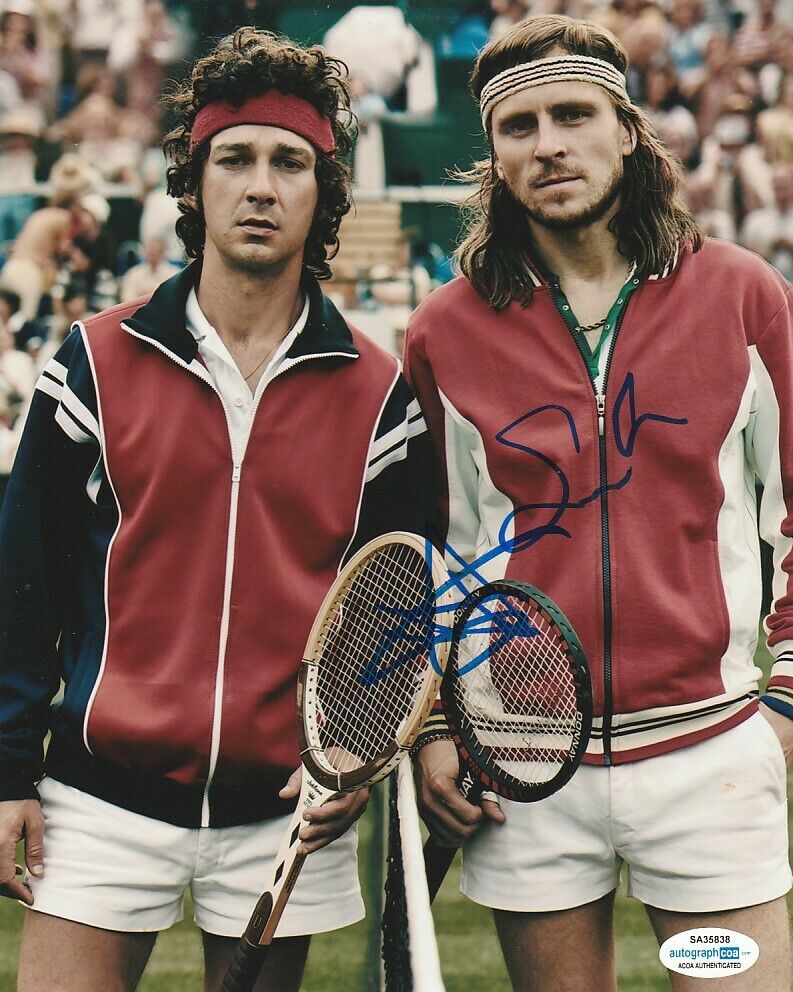 SHIA LABEOUF & SVERRIR GUDNASON SIGNED BORG vs MCENROE 8x10 Photo Poster painting! ACOA PROOF!