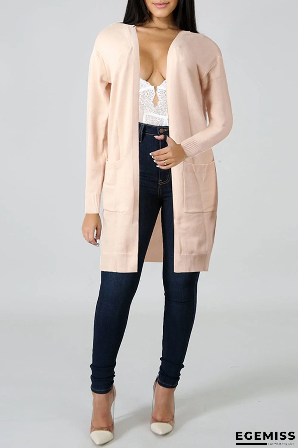 Apricot Fashion Casual Solid Cardigan Outerwear | EGEMISS