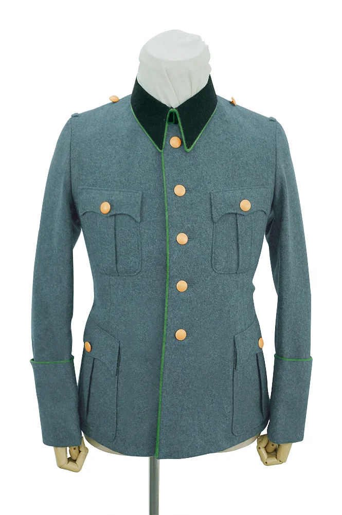   Polizei German General Officer Wool Modified Tunic Jacket With Deep Green Collar 5 Buttons German-Uniform