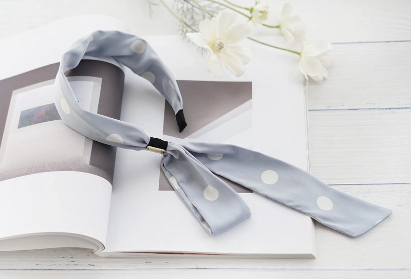 2 Pieces New Fashion Floral Satin Ribbon Silk Scarf Tie Headband