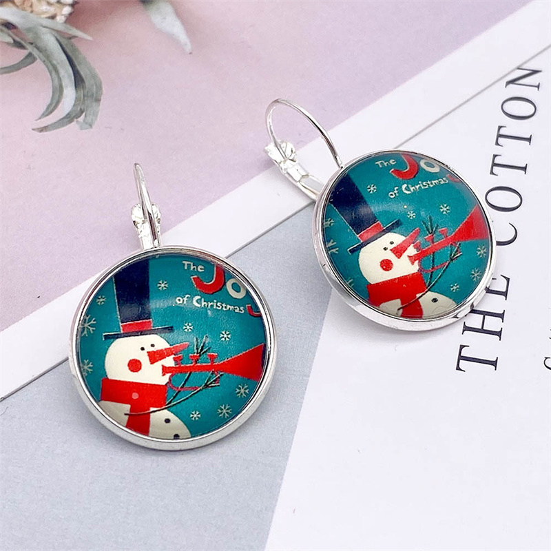 Christmas Blue Snowman Snowflake Crystal Glass Earrings 2024 - Flycurvy 