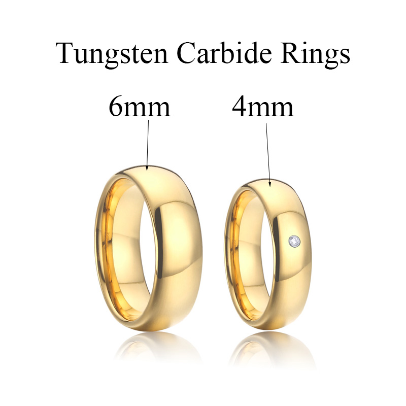 Golden 8mm 6mm Marriage Wedding Rings For Men and Women Lover's High Quality Handmade Jewelry Couples Tungsten Ring