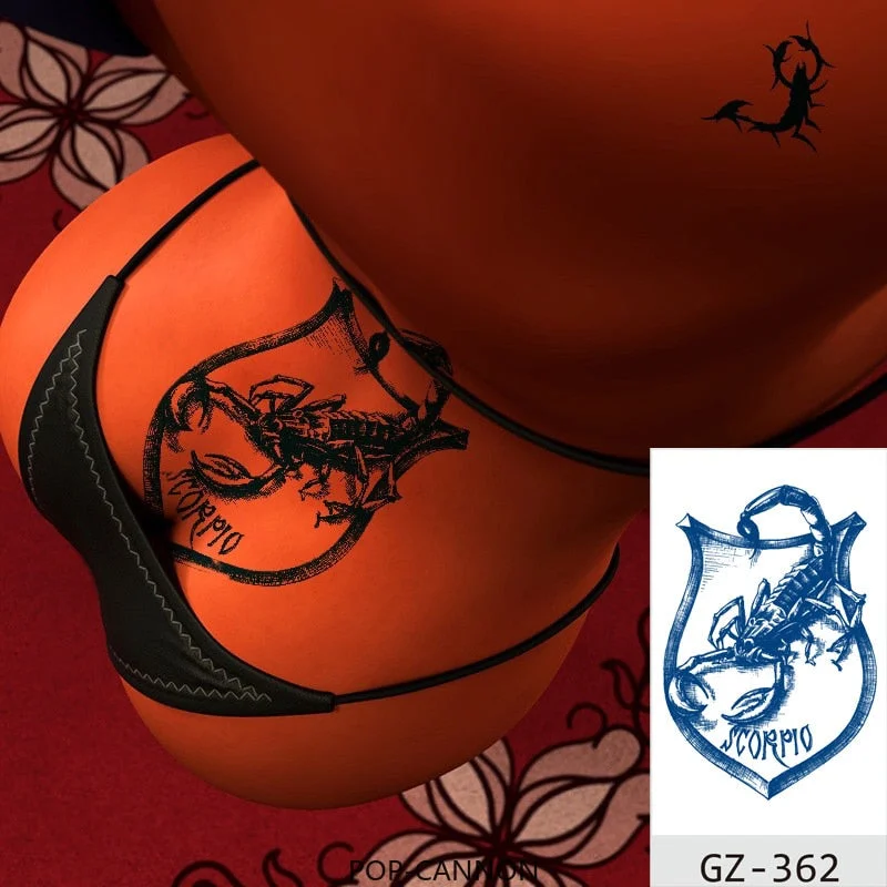 Temporary Tattoos Stickers Geometry Flower Snake Scorpion Juice Ink Lasting Waterproof Arm Chest Waist Hip Realistic Fake Tatoo