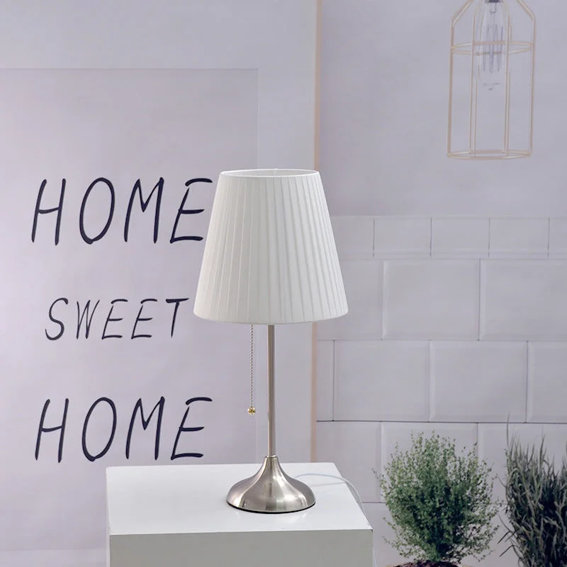 Nordic Design White Pleated Table Lamp For Bedroom