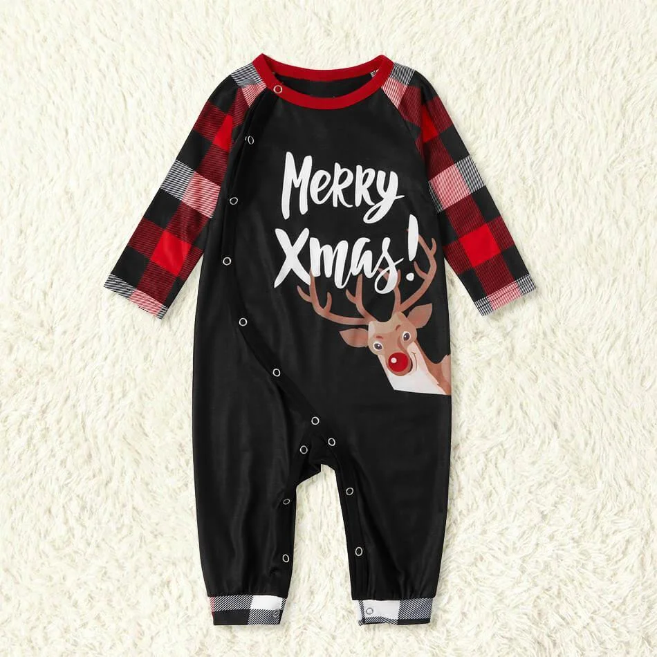 Merry Xmas Reindeer Print Family Matching Pajamas Sets