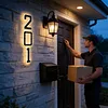 LED Illuminated Modern Address Sign IP44 Waterproof Personalized Solar Powered Address Number with Easy Installation UV Protection for Outside House Light Up Courtyard Hotel Bar