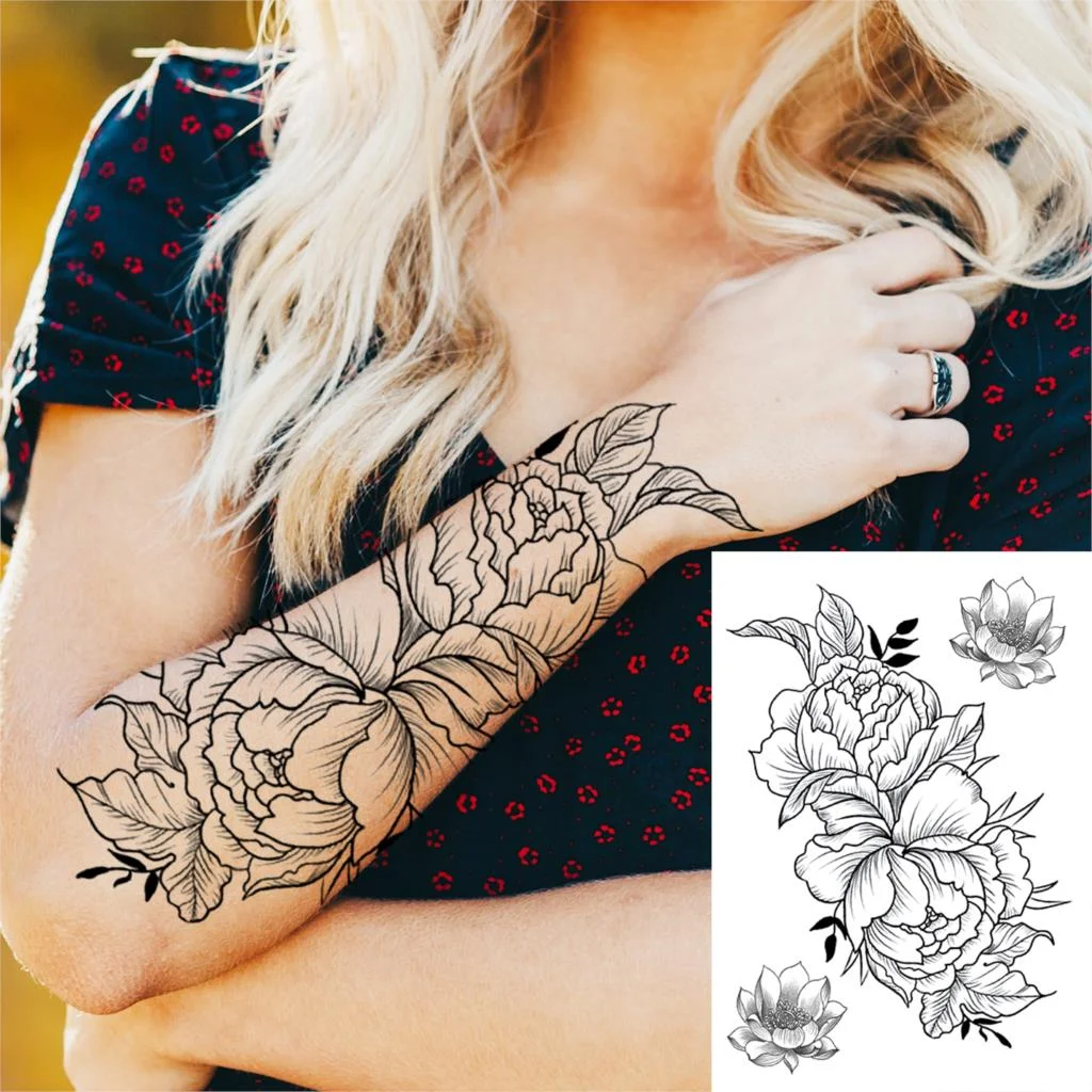 Watercolor Lavender Reed Morning Glory Flower Tattoos Temporary Women Sexy Custom Tattoo Stickers Flash Fake Girls Tato Ankle