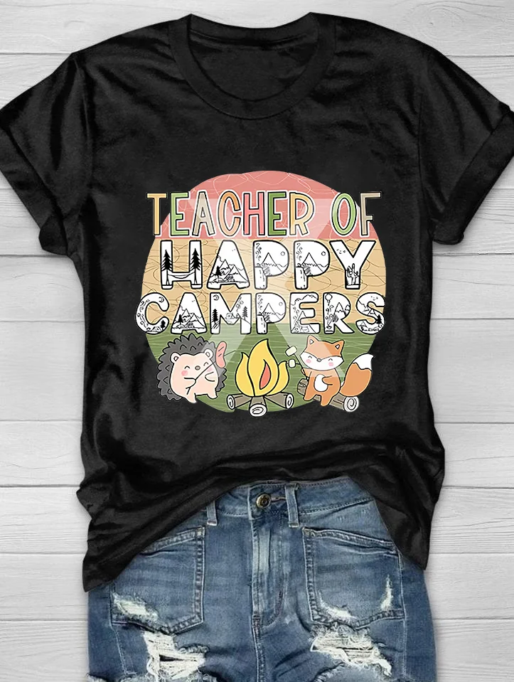 Teacher Of Happy Campers Print Women's T-shirt