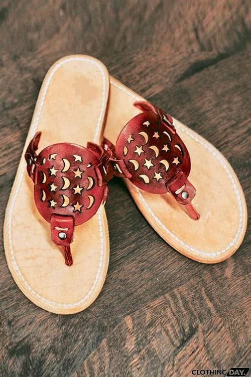 Moon Star Openwork Toe Flat Slippers