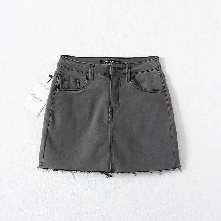 Zingj Waist Denim Leggings Women's Summer Fur Skirt Street Elastic Slim Fit Pants