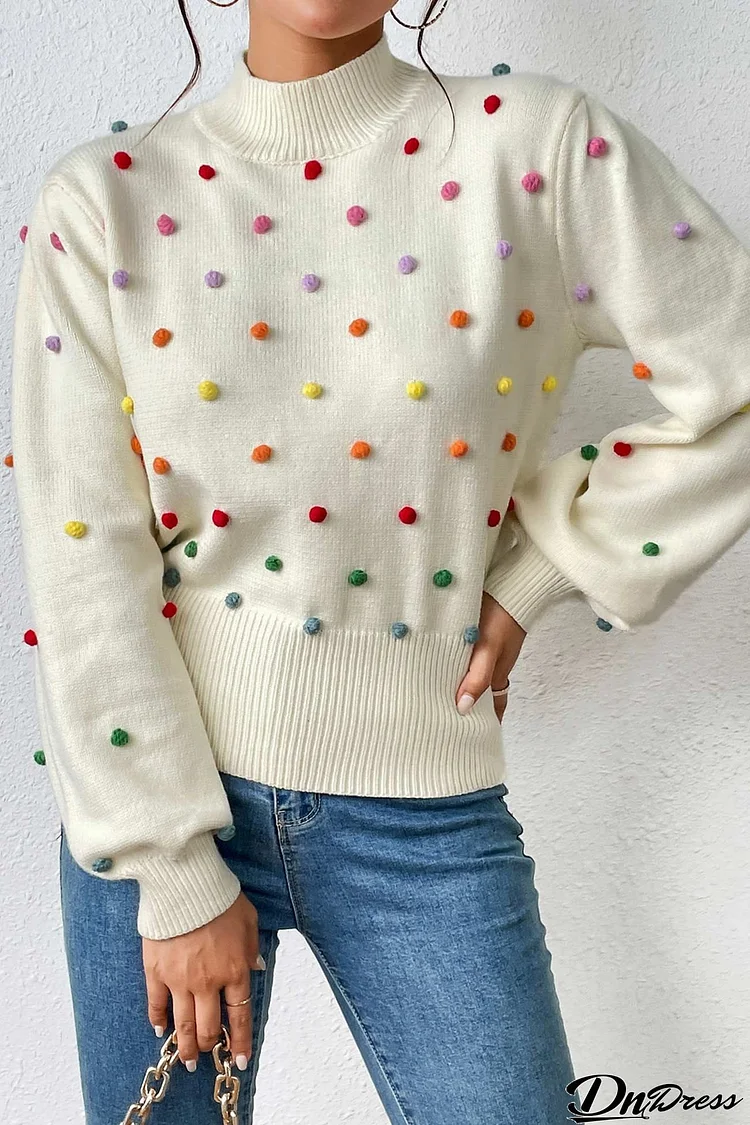 Colorful Yarn Ball Pullover Sweater