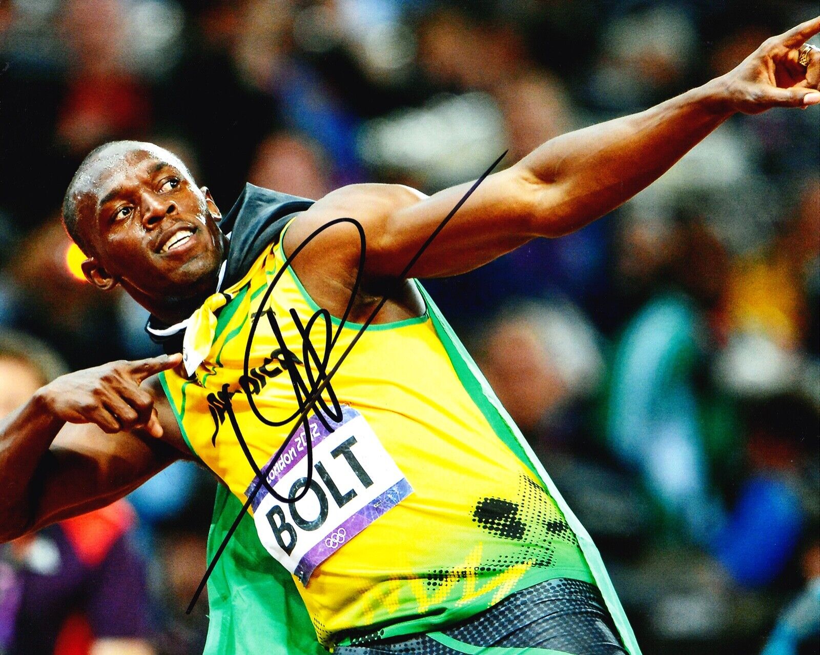 Usain Bolt Signed 10X8 Photo Poster painting DISPLAY Olympic Legend JAMAICA AFTAL COA (S)