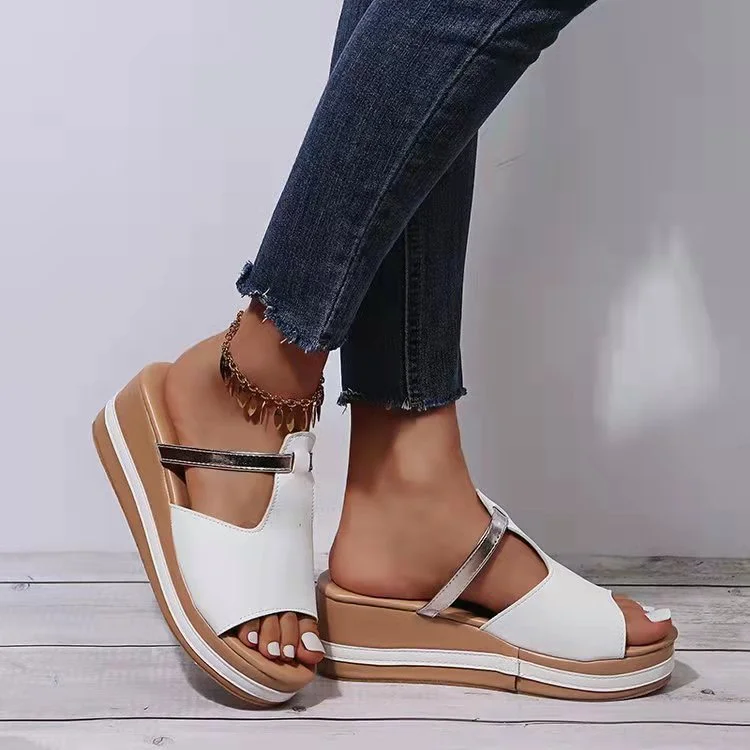 Women Patent Leather Sole Wedge Sandals